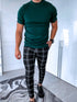 Double check men's trousers - black with white 10-1